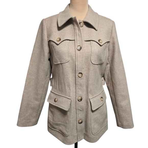 & Other Stories Paris Atelier Wool Blend Pocket Belted Jacket Beige Size 6 - Picture 2 of 12